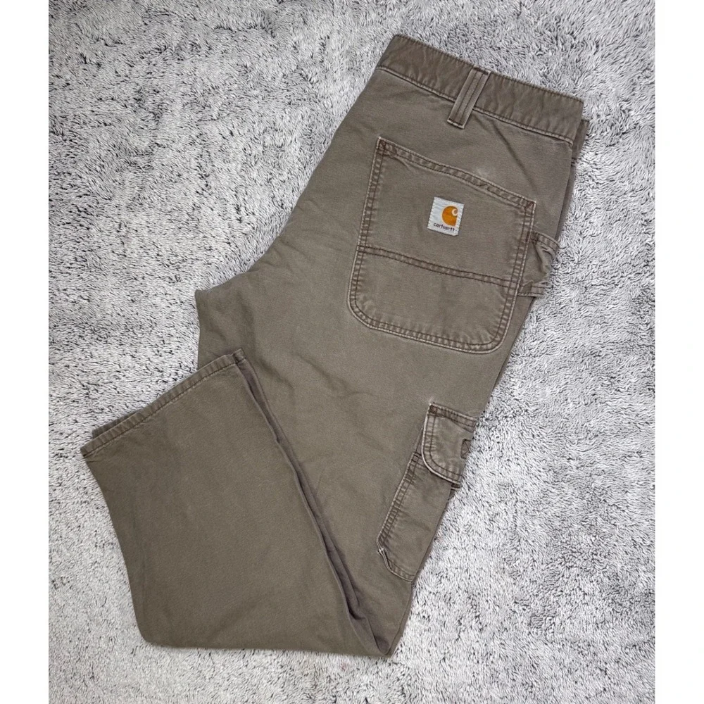 Vtg Carhartt‎ Canvas Utility Cargo Dungaree Pants Men 34x30 Lightweight Workwear